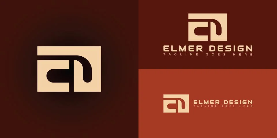 Abstract initial rectangle letter ED or DE logo in gold color Stock Illustration