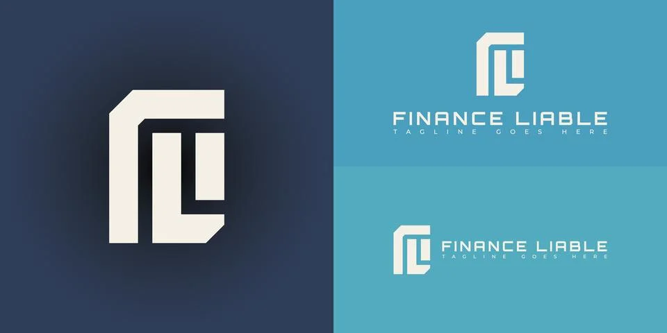 Abstract initial rectangle letter FL or LF logo in white color Illustrazione stock