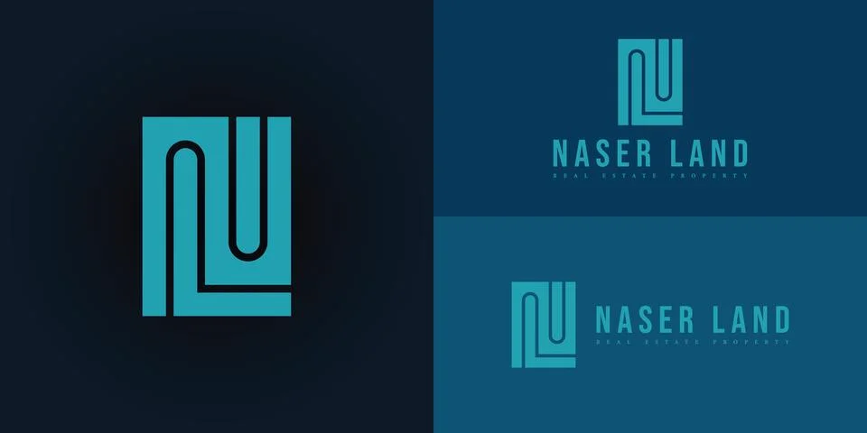 Abstract initial rectangle letter NL or LN logo in blue color Stock Illustration