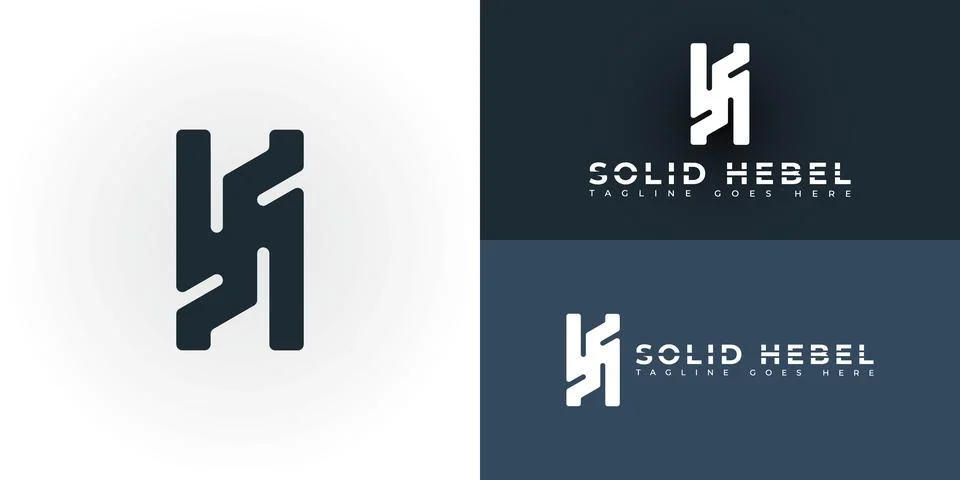 Abstract initial rectangle letter SH or HS logo in deep blue color Stock Illustration