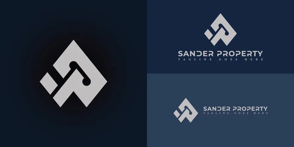 Abstract initial rectangle letter SP or PS logo in silver color Stock Illustration