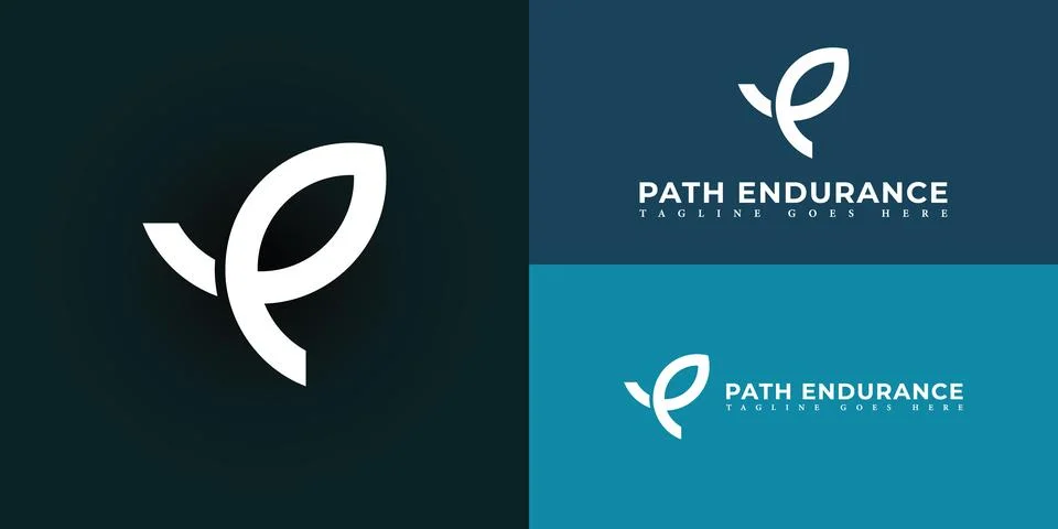 Abstract initial rounded letter PE or EP logo in white color Stock Illustration