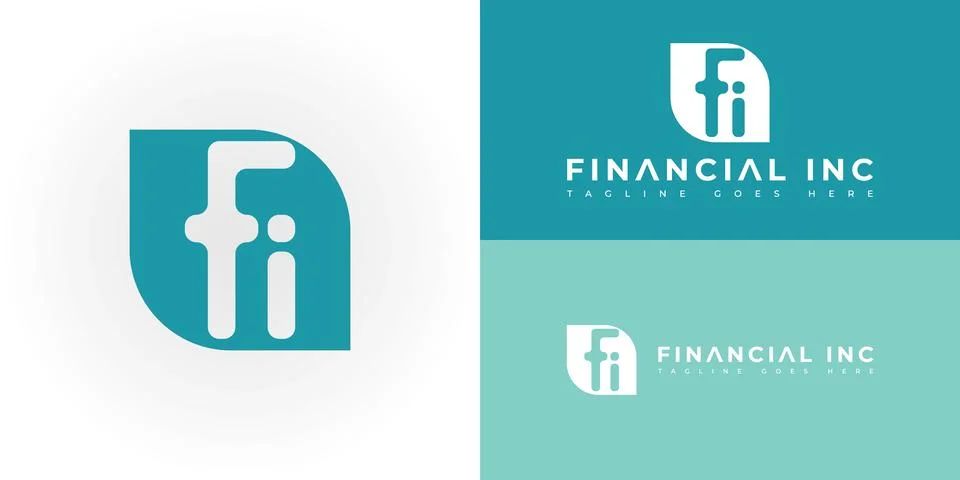 Abstract initial rounded square letter FI or IF logo in blue color Stock Illustration