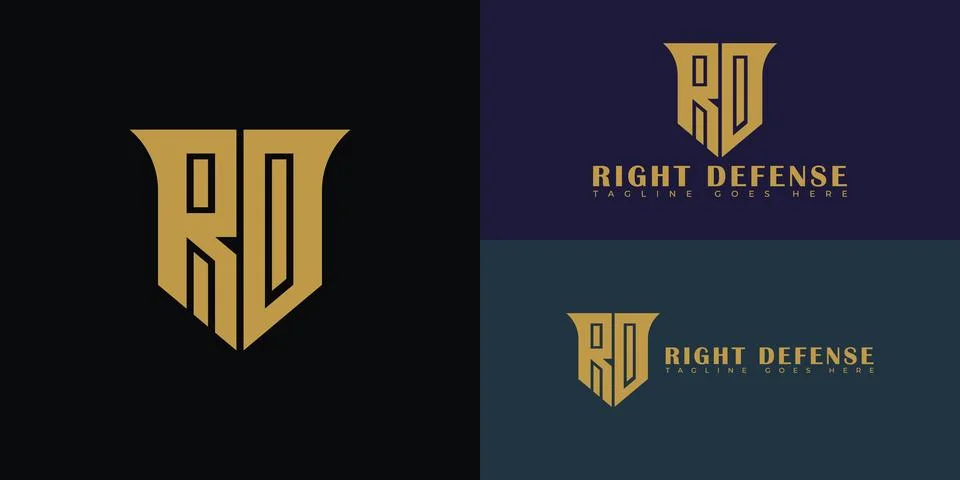 Abstract initial shield letter RD or DR logo in luxury gold color Illustrazione stock
