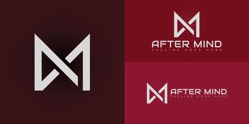 Abstract initial square letter AM or MA logo in white color Stock Illustration