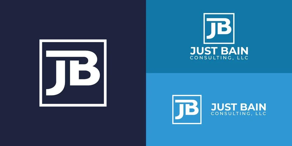 Abstract initial square letter JB or BJ logo in white color Stock Illustration