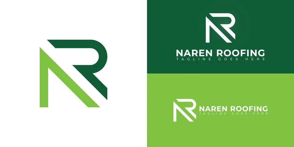 Abstract initial square letter NR or Rn logo in green color Stock Illustration