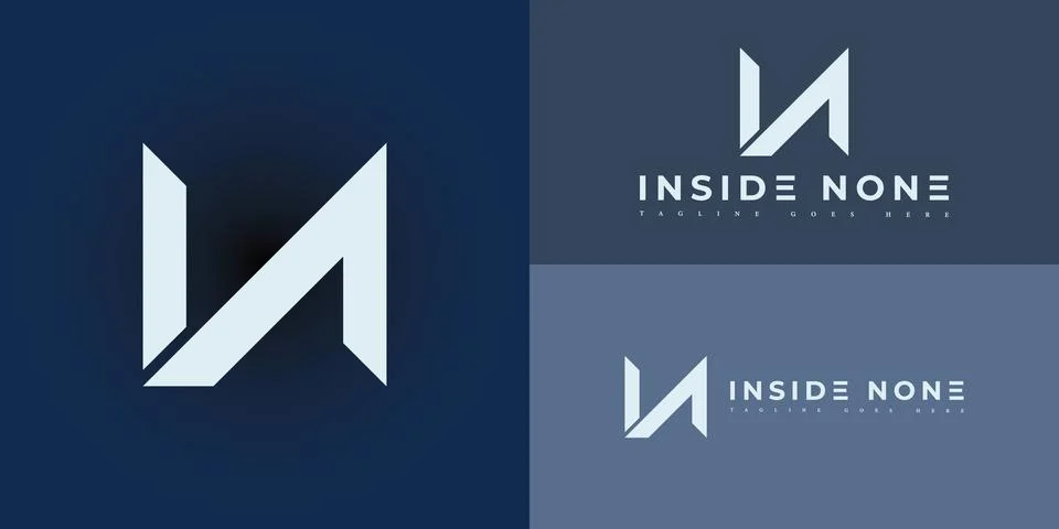 Abstract initial square letter IN or NI logo in white color Ilustración de archivo