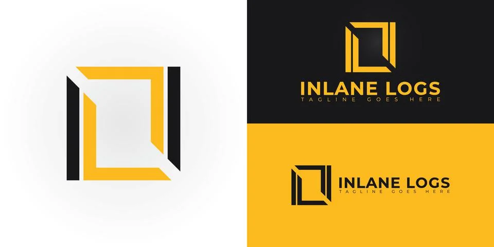 Abstract initial square letters IL or LI logo in yellow color Stock Illustration