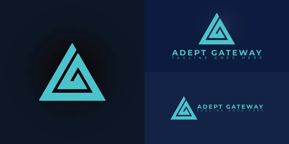 Abstract initial triangle letter AG or GA logo in blue color Stock Illustration