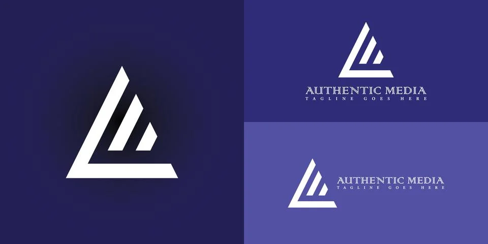 Abstract initial triangle letter AM or MA logo in white color Stock Illustration