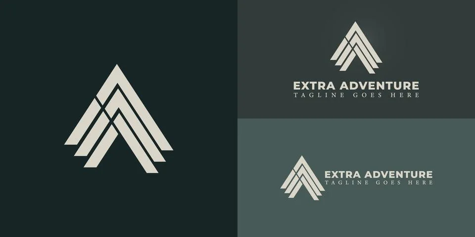 Abstract initial triangle letter EA or AE logo in soft gold color Stock Illustration