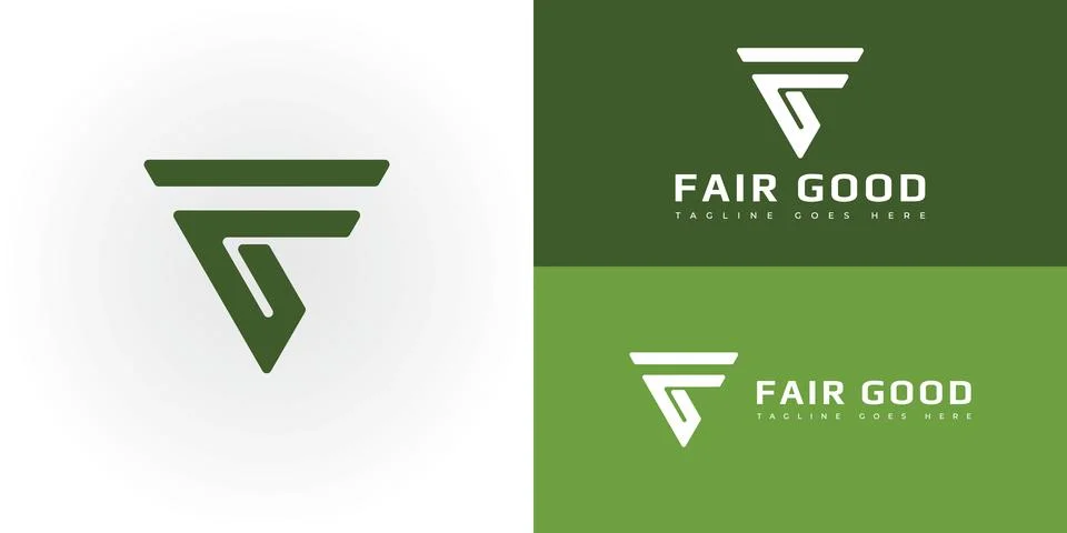 Abstract initial triangle letter FG or GF logo in green color Stock Illustration