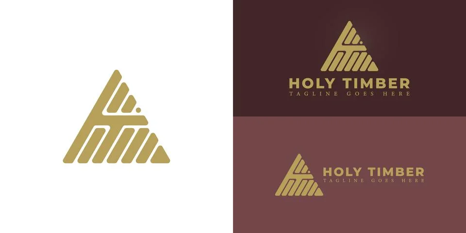 Abstract initial triangle letter HT or TH logo in luxury gold color Stock Illustration