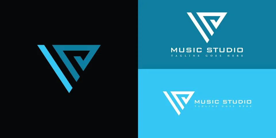 Abstract initial triangle letter MD or DM logo in blue color Illustrazione stock