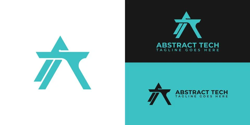 Abstract initial triangle letter AT or TA logo in blue color Stock Illustration