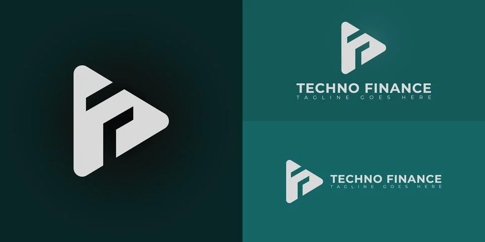 Abstract initial triangle letter TF or FT logo in white color Illustrazione stock