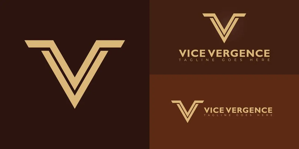 Abstract initial triangle letter V or VV logo in gold color Stock Illustration