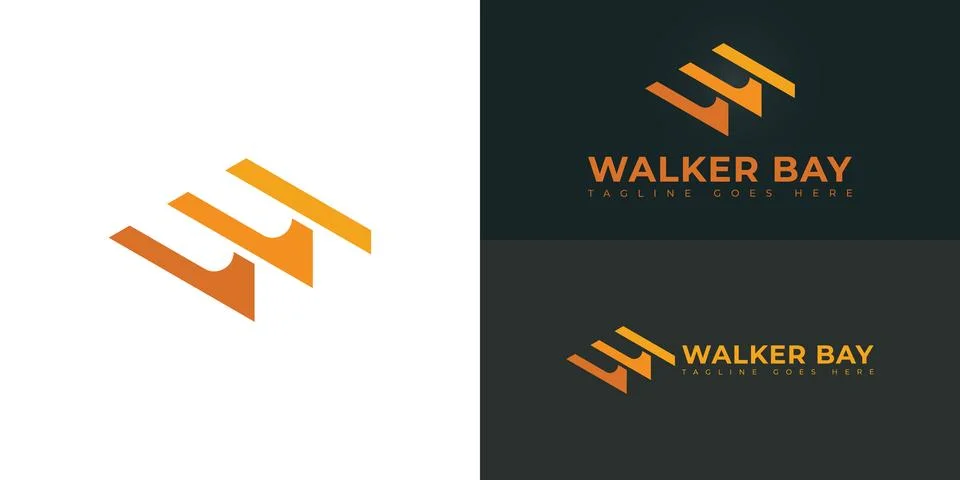 Abstract initial triangle letter WB or BW logo in orange color Stock Illustration