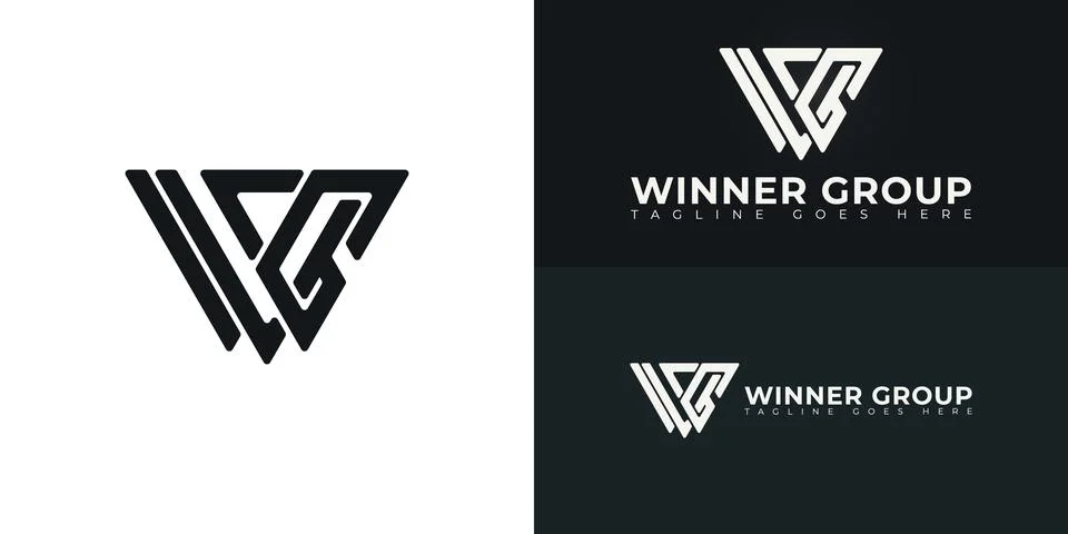 Abstract initial triangle letter WG or GW logo in black colors Stock Illustration