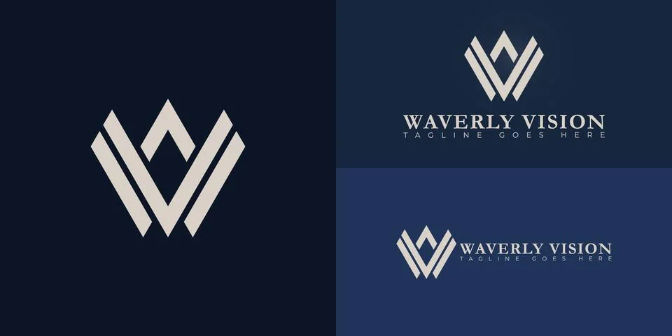 Abstract initial triangle letter WV or VW logo in gold color Stock Illustration