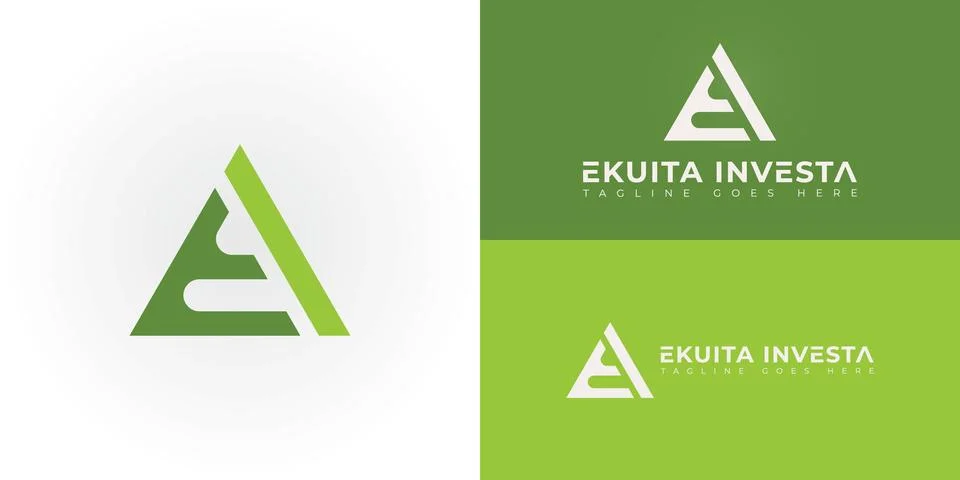 Abstract initial triangle letters EI or IE logo in green color Illustrazione stock