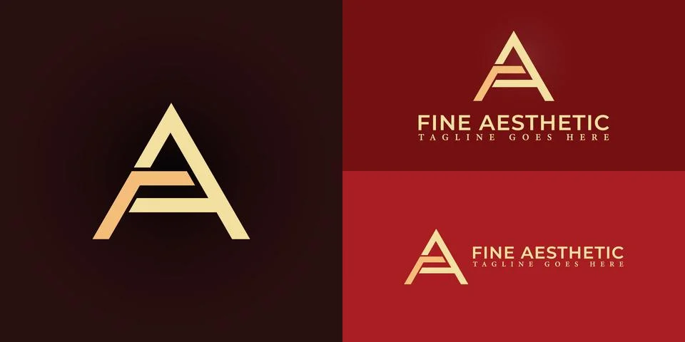 Abstract initial triangle letters FA or AF logo in gold color Stock Illustration