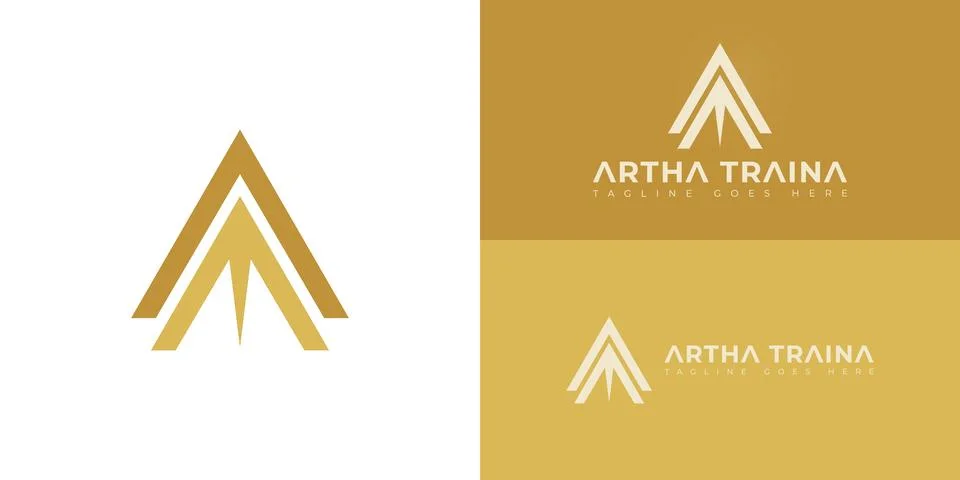 Abstract initial triangle letters AT or TA logo in yellow color Stock Illustration