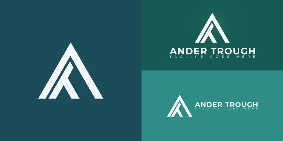 Abstract initial triangle letters AT or TA logo in white color Stock Illustration