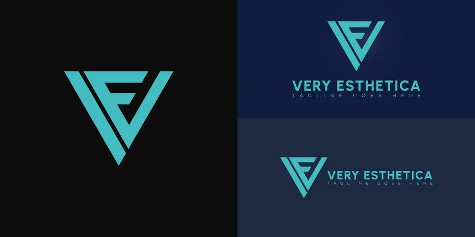 Abstract initial triangle letters VE or EV logo in blue color Stock Illustration