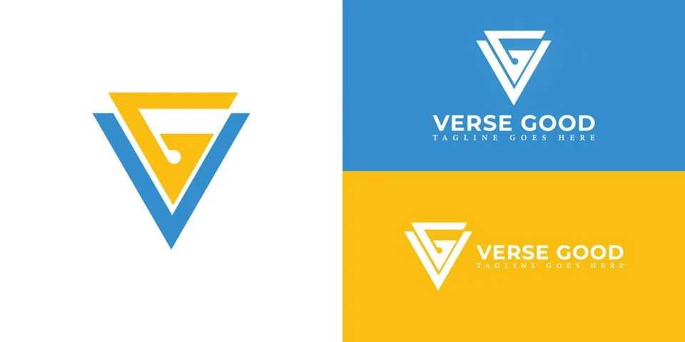 Abstract initial triangle letters VG or GV logo in blue-yellow color Stock Illustration