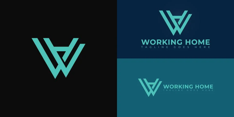 Abstract initial triangle letters WH or HW logo in blue color Stock Illustration