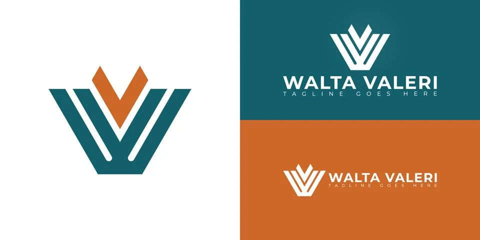 Abstract initial triangle letters WV or VW logo in green color Illustrazione stock