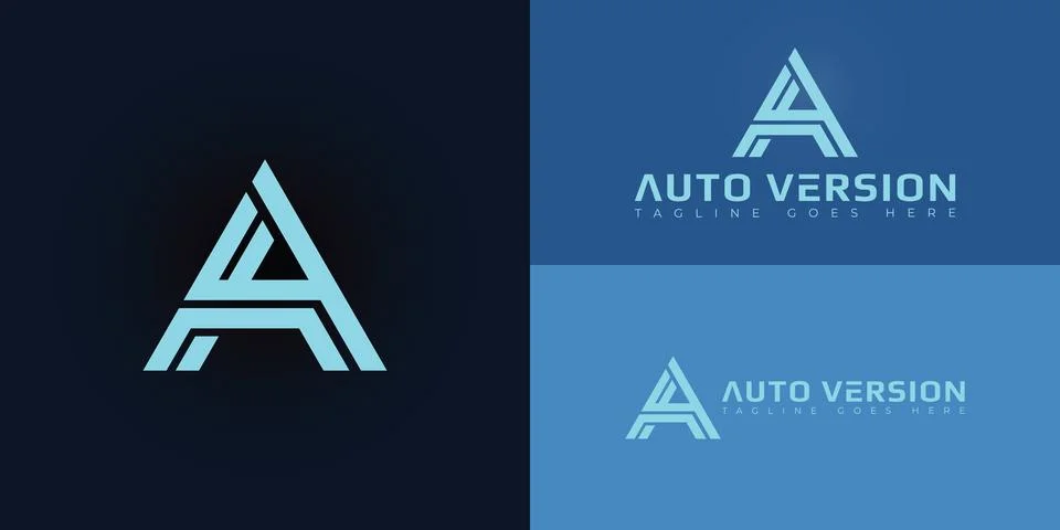 Abstract initial triangles letters AV or VA logo in blue color Stock Illustration