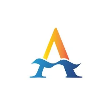 Abstract an initial A with water swoosh Stock Illustration