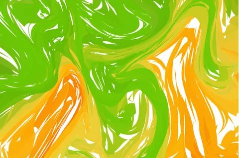 Abstract ink background. Marble style. Orange, green, yellow ink in water. Fl Stock Illustration