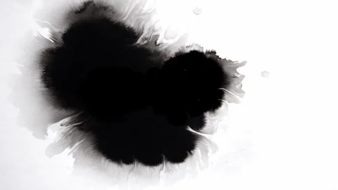 An Abstract Ink Blot Design Set Against a Plain White Background Creating a Stock Footage 303703119