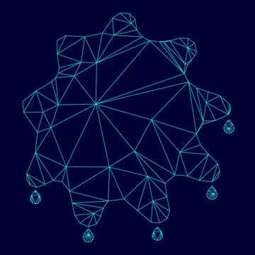 Abstract ink blot low poly triangulation triangulated polygonal electric cyan Stock Illustration