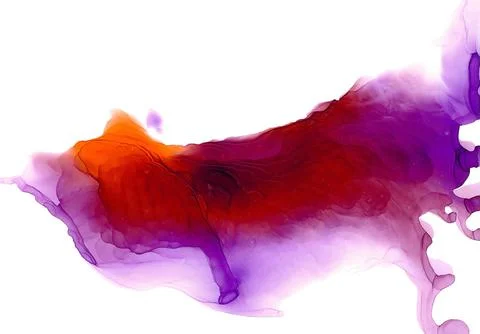 Abstract ink blot in the shape of a fox with an orange back and lilac belly Stock Illustration