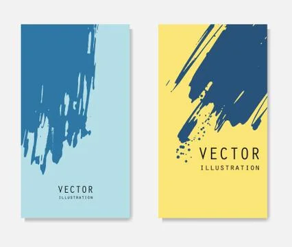 Abstract ink brush banners set with grunge effect Stock Illustration