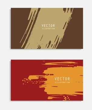Abstract ink brush banners set with grunge effect Stock Illustration