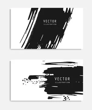 Abstract ink brush banners set with grunge effect Stock Illustration