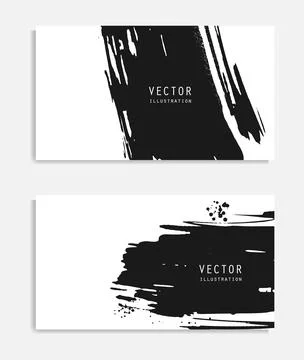 Abstract ink brush banners set with grunge effect Stock Illustration