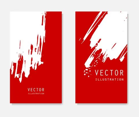 Abstract ink brush banners set with grunge effect Stock Illustration