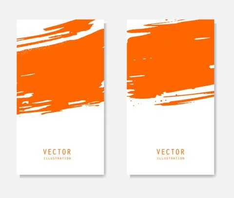 Abstract ink brush banners set with grunge effect Stock Illustration