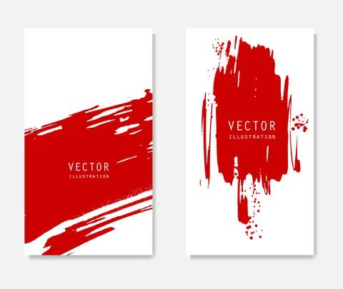 Abstract ink brush banners set with grunge effect Stock Illustration