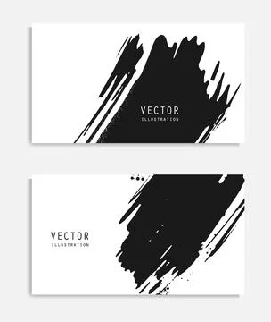 Abstract ink brush banners set with grunge effect Stock Illustration