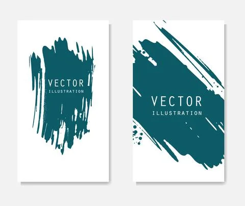 Abstract ink brush banners set with grunge effect Stock Illustration