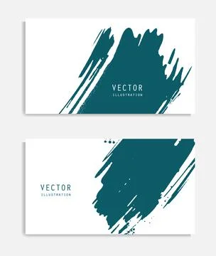 Abstract ink brush banners set with grunge effect Stock Illustration