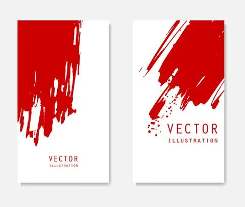 Abstract ink brush banners set with grunge effect Stock Illustration